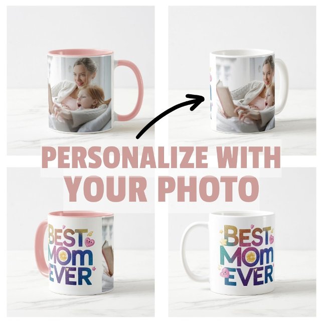 Mug Meilleure Maman Ever Cœurs & Fleurs (best mom ever personalize mom mug flowers hearts)