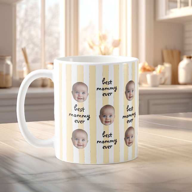 Mug Meilleure Maman Ever Rayures Douces Photo de Bébé (Créateur téléchargé)