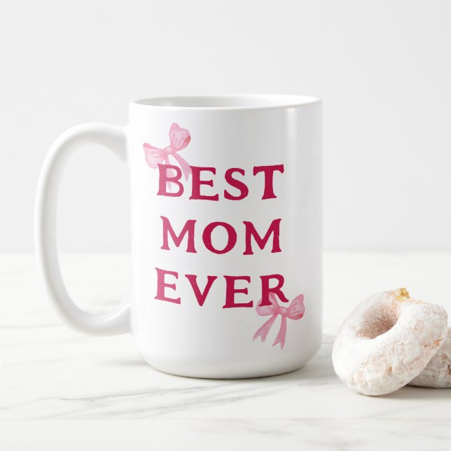 Mug Meilleure Maman Ever Rose Minimal Cadeau de Fête d (Avec donut)