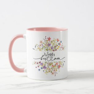 Mug Meilleure maman Fleur sauvage photo Journée mondia