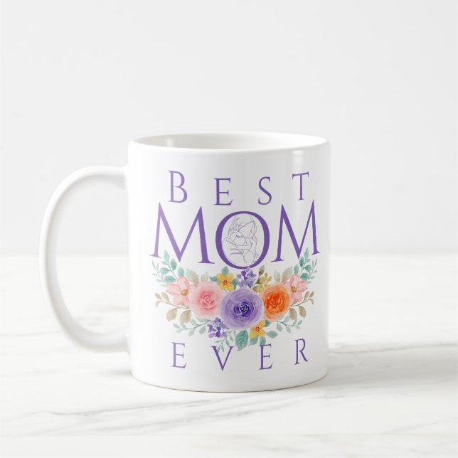 Mug Meilleure Maman Fleurs, Citation de la Fête des Mè (Gauche)