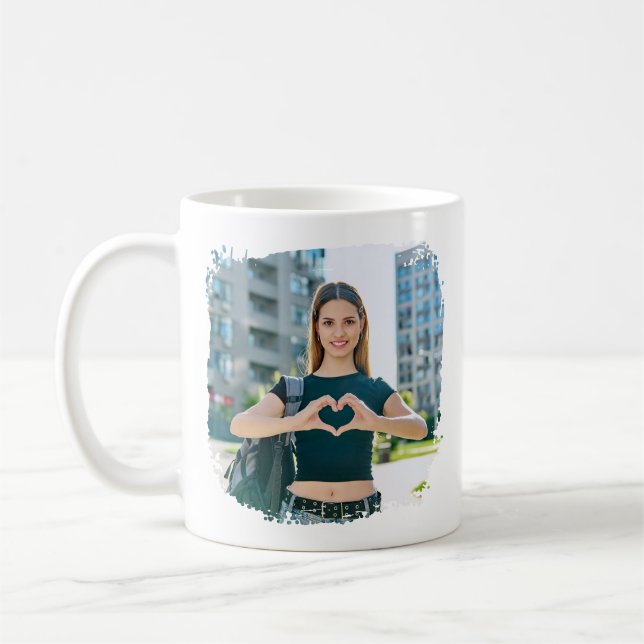 Mug Meilleure Maman Grunge Bordure Photo (Gauche)