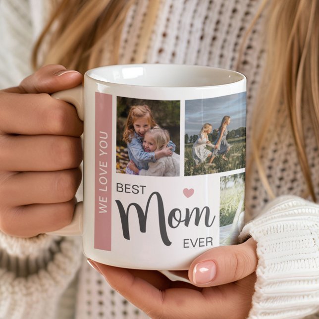 Mug Meilleure maman Jamais 5 Photo Fête des mères (Create your own custom Best Mom photo collage coffee mug by MINTIC DESIGN STUDIO)