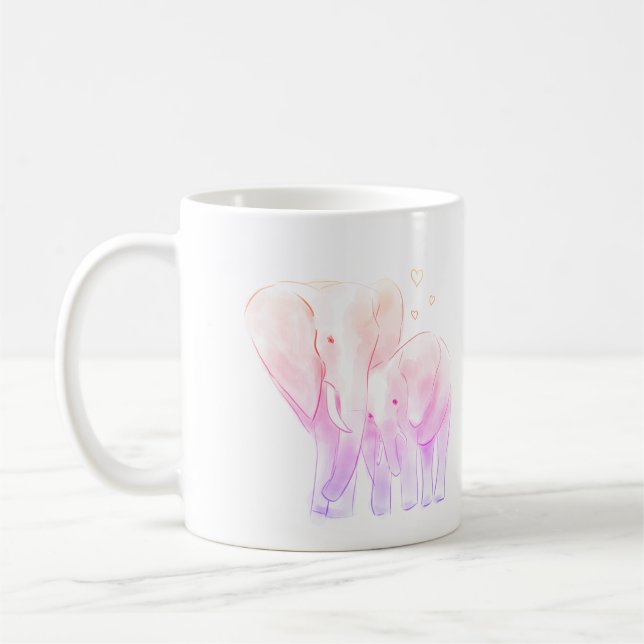 Mug Meilleure maman jamais adorable sketch d'éléphant (Gauche)
