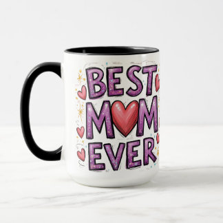 Mug Meilleure maman jamais avec les coeurs et les étin