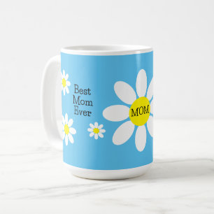 Mug Meilleure maman Jamais Blanc Marguerites Ciel Blue