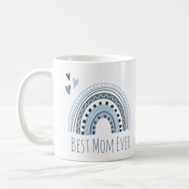 Mug Meilleure maman jamais bleu arc-en-ciel (Gauche)