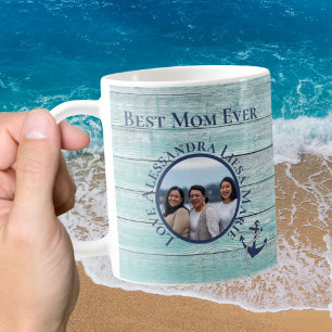 Mug Meilleure maman jamais bois Turquoise Nautique Mar