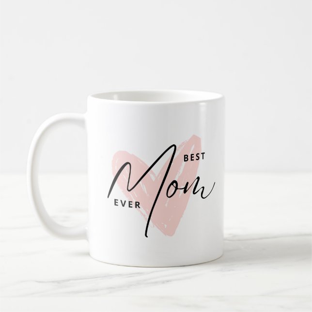 Mug Meilleure maman Jamais Coeur rose Cadeaux de la fê (Gauche)
