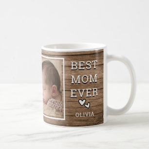 Mug Meilleure maman jamais Collage photo Rustic Wood
