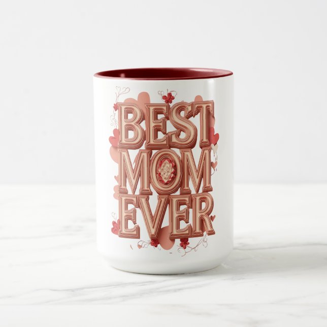Mug Meilleure Maman Jamais Conception 3D Or | Élégant  (Centre)