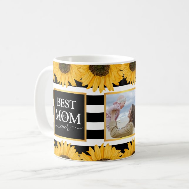 Mug Meilleure Maman Jamais Famille Photo Tournesol Fle (Devant gauche)