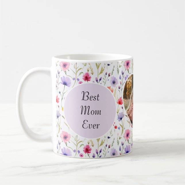 Mug Meilleure maman jamais Fleur sauvage Floral Photo  (Gauche)