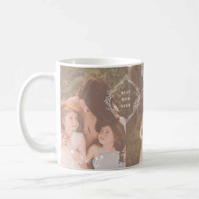 Mug Meilleure maman Jamais Fleur sauvage Photo Collage (Gauche)