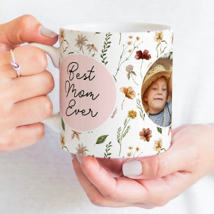 Mug Meilleure maman jamais Fleur sauvage Photo Fête de