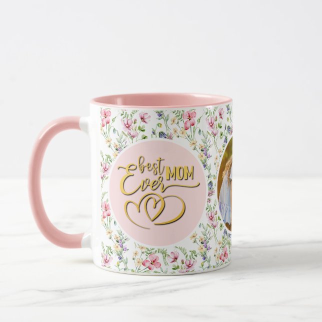 Mug Meilleure maman Jamais Floral Photo Fête des Mères (Gauche)