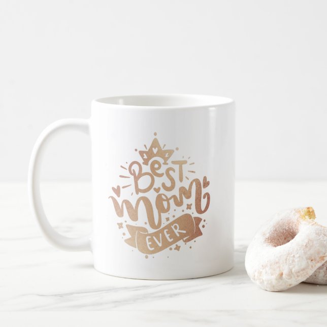 Mug Meilleure Maman Jamais Lettre Dorée Typographie Mu (Avec donut)