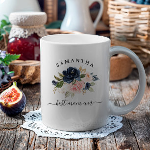 Mug Meilleure maman jamais Marine Aquarelle rose Flora