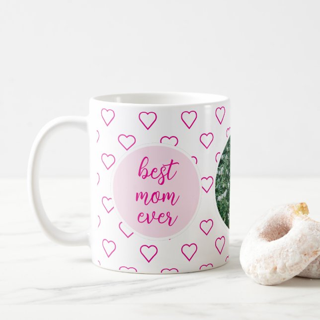Mug Meilleure maman Jamais mignonne coeur rose Photo F (Avec donut)