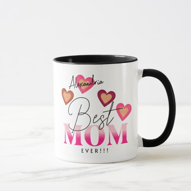 Mug Meilleure Maman Jamais, Modèle photo Lovely Hearts (Droite)