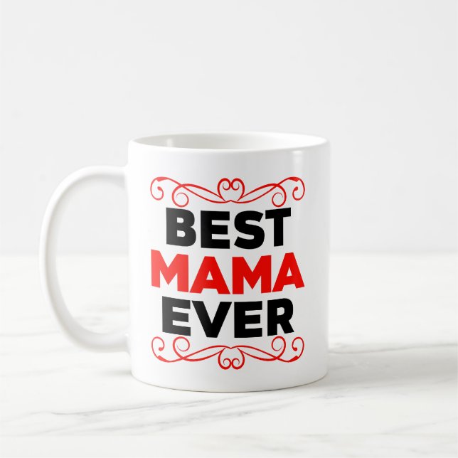 Mug Meilleure maman jamais, noir et rouge (Gauche)