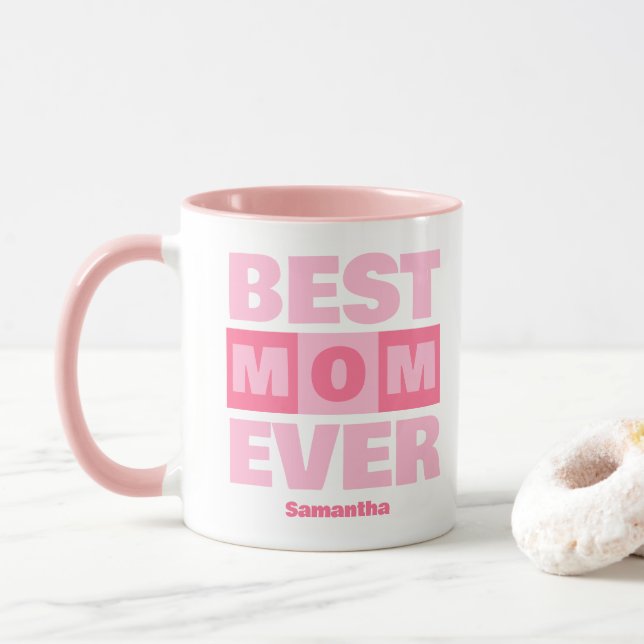 Mug Meilleure maman jamais nom personnalisé (Avec donut)