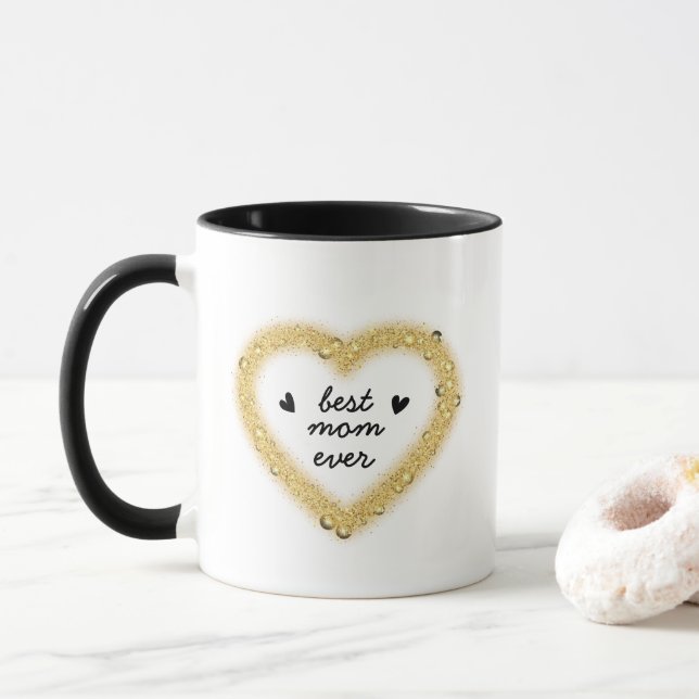 Mug Meilleure maman jamais or coeur muqueuse (Avec donut)