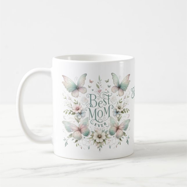 Mug Meilleure Maman Jamais Pastel Floral Personnalisé (Gauche)