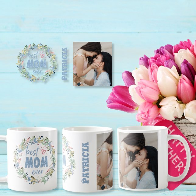 Mug Meilleure maman jamais personnalisable nom et phot (Best Mom ever customizable name and photo Coffee Mug)