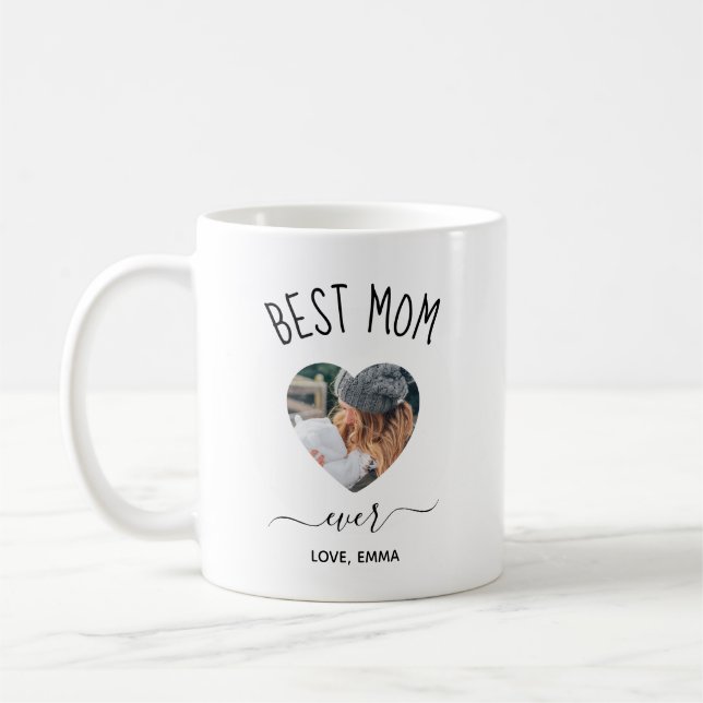 Mug Meilleure Maman Jamais Photo Personnalisée Coeur C (Gauche)