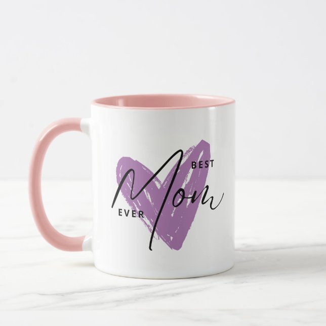 Mug Meilleure Maman Jamais Purple Coeur Script mignon  (Gauche)