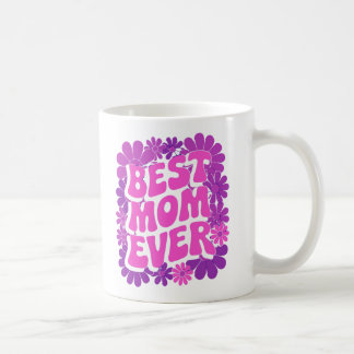 Mug "Meilleure maman jamais rétro design floral"