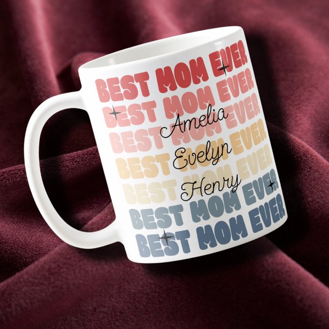 Mug Meilleure maman Jamais Retro enfants nom Fête des  (Créateur téléchargé)