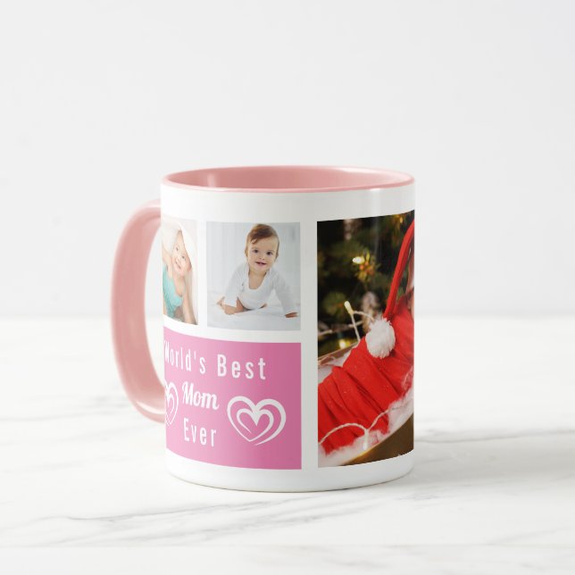 Mug Meilleure Maman Jamais Rose Photo Personnalisée Co (Devant gauche)