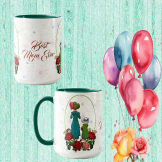 Mug Meilleure maman jamais Russe Roses Vintage Fun Fun