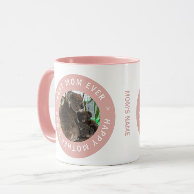 Mug Meilleure Maman Jamais Sceau D'Approbation Rose Ph (Devant gauche)
