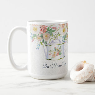 Mug Meilleure maman Jamais Teapot Rose Bleu et Fleurs 