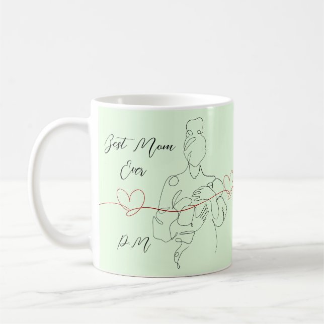Mug Meilleure maman Jamais tendance une ligne Coeur de (Gauche)