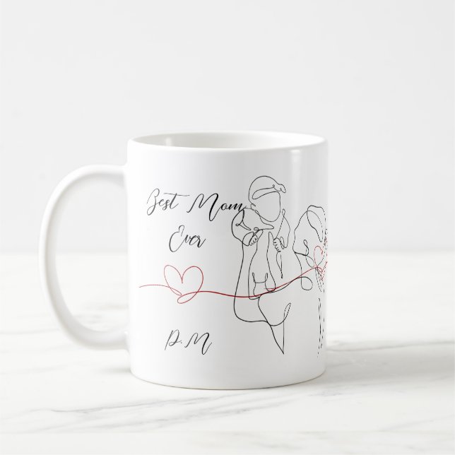 Mug Meilleure maman Jamais tendance une ligne Coeur de (Gauche)