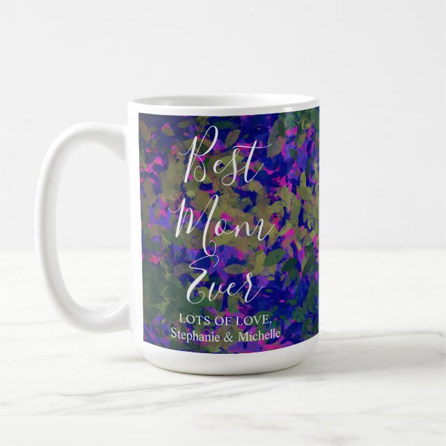 Mug Meilleure maman Jardin bleu violet Jardin Floral (Gauche)