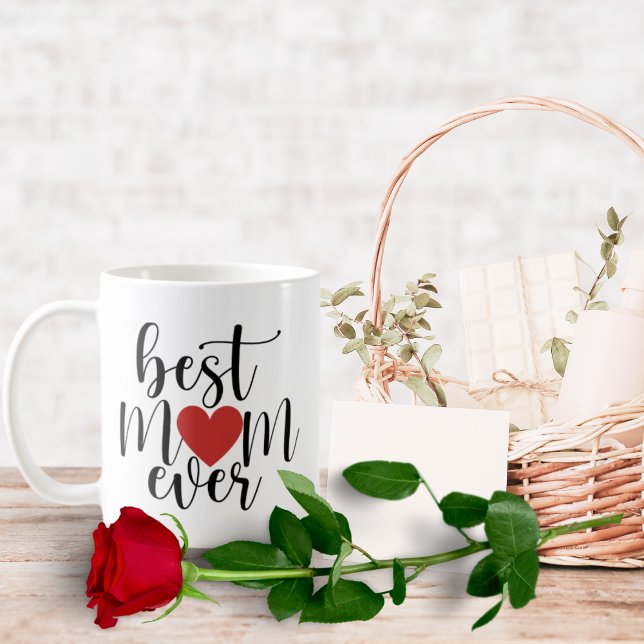 Mug Meilleure Maman Jour Script décoratif avec coeur (Créateur téléchargé)