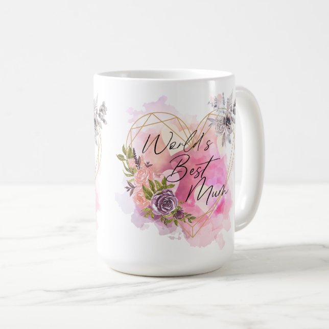 Mug Meilleure maman maman du monde floral cadeau anniv (Devant droit)
