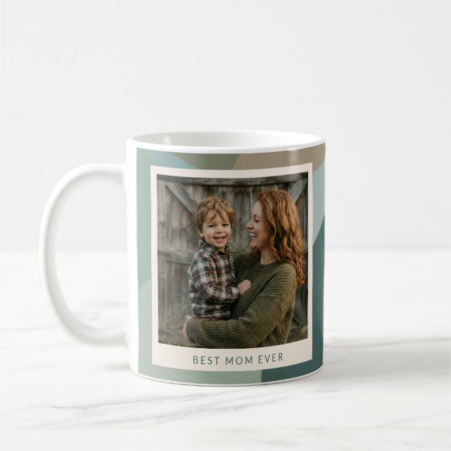 Mug Meilleure Maman Moderne Abstraite Sage Teal Photo (Gauche)