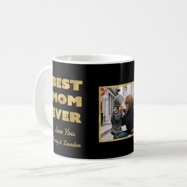 Mug Meilleure Maman Photo Nom Moderne Fête des Mères (Devant gauche)