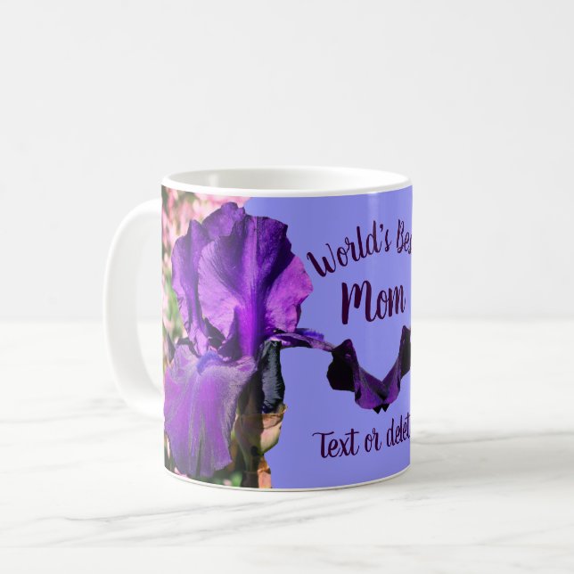 Mug Meilleure maman Purple Iris Fleur personnalisée (Devant gauche)
