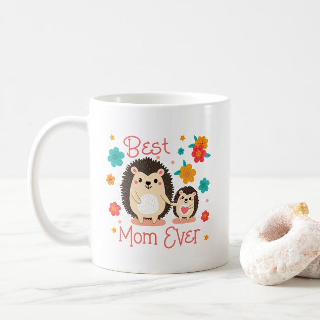 Mug Meilleure Maman Qui Soit Mère et Bébé Hérisson (Avec donut)