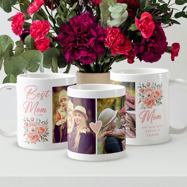 Mug Meilleure maman qui soit photo moderne & fleurs Fê (Créateur téléchargé)
