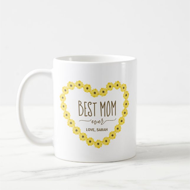 Mug Meilleure Maman Soleil Personnalisé Nom Maman (Gauche)