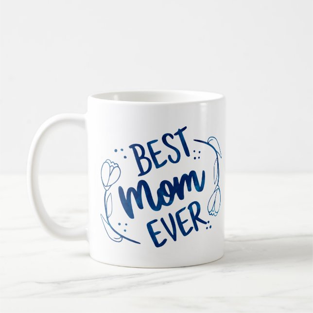 Mug Meilleure Maman Toujours Fête des mères Bleu Flora (Gauche)