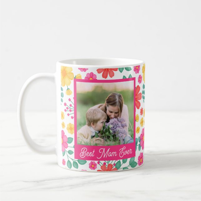 Mug Meilleure Maman Toujours Moderne Floral Photo Coll (Gauche)